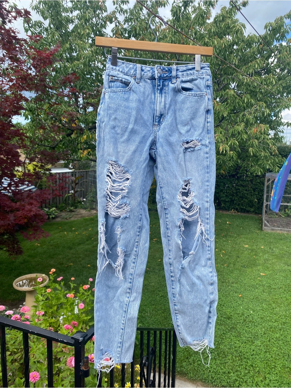 Garage Light Blue Distressed Boyfriend Jeans